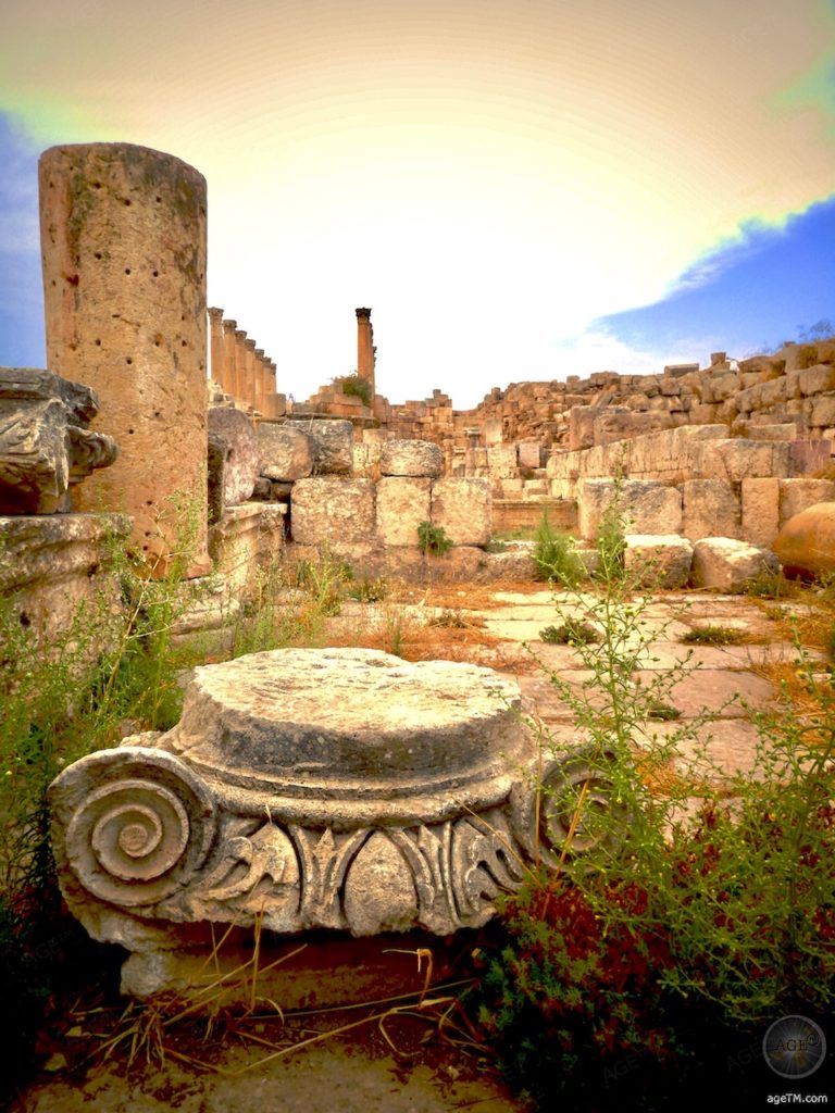 Kathedrale von Gerasa/Jerash Jordanien - echt 450nChr Detailbeeld van de kathedraal in Jerash Gerasa Jordanië