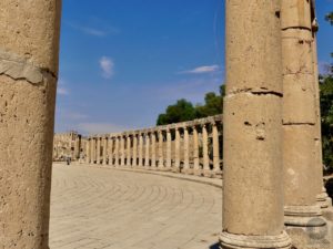 O Fórum Oval de Jerash, Jordânia Fórum oval de Jerash de Gerasa Jordan