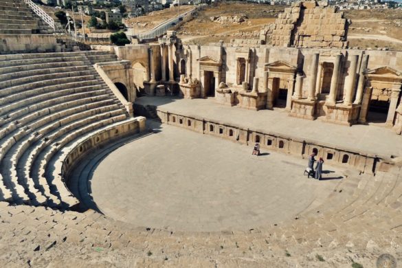 Musiker im Südltheater ein Amphitheater in Jerash Gerasa Jordanien