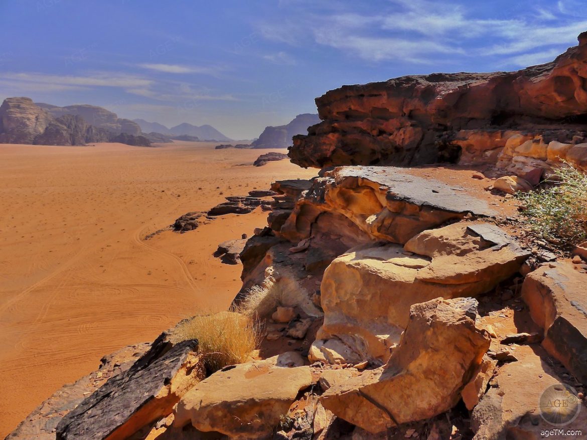 Ausblick: Die Wüste von Wadi Rum Jordanien