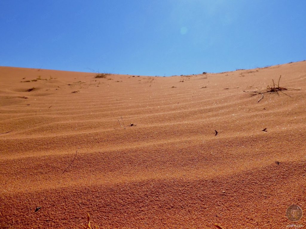 Roter Sand in der Wüste von Wadi Rum Jordanien