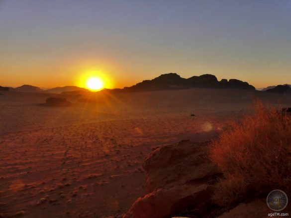 Sunset Point in der Wüste von Wadi Rum UNESCO Welterbe Jordanien