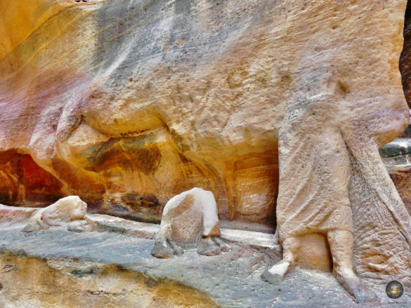 Kamelkarawane Kamele Kamelführer Skulptur Siq Felsenschlucht Petra Jordanien UNESCO Weltkulturerbe