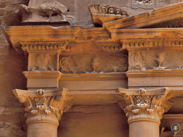 Verzierungen Al Khazneh Schatzhaus Petra Jordanien UNESCO Weltkulturerbe