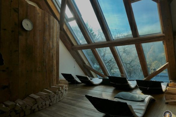 Foto zeigt den Panorama Ausblick im Wellness-Bereich der Rainhof Scheune. Traditionelles Schwarzwald Hotel im Naturpark Südschwarzwald