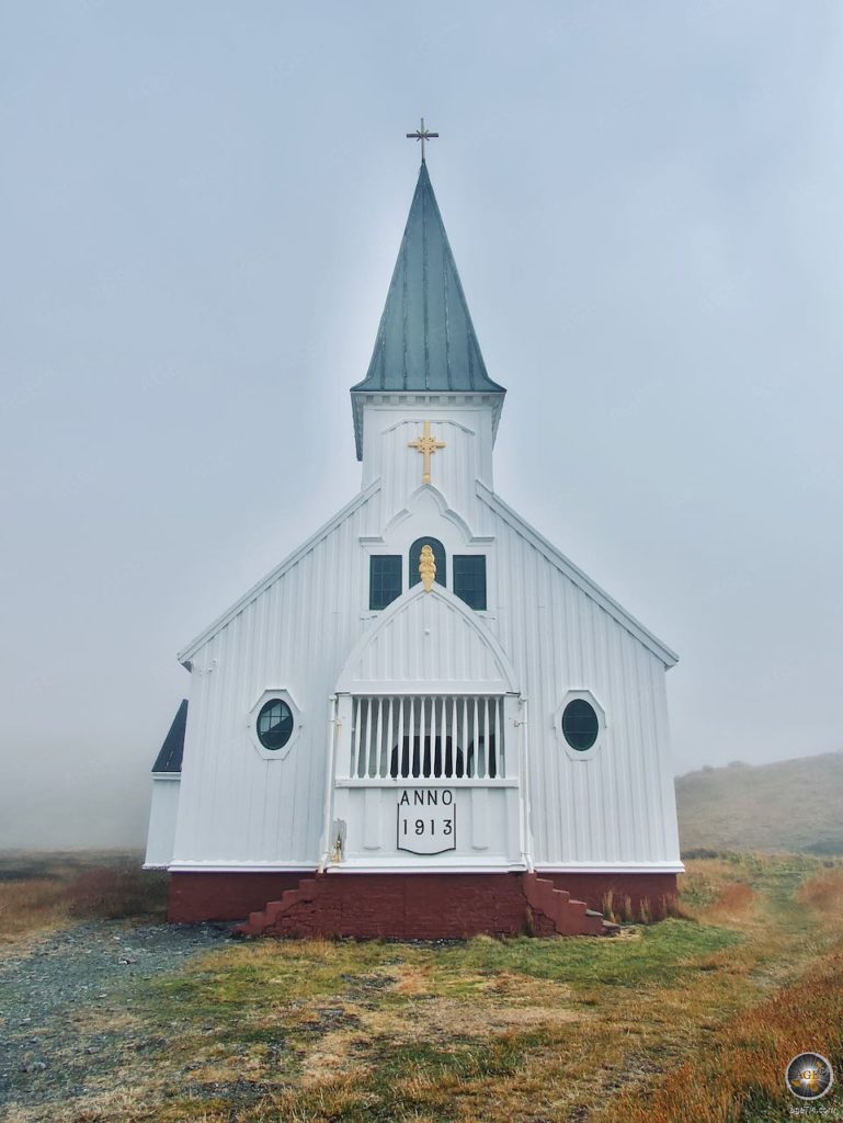 Grytviken Zuid-Georgia, voormalige nederzetting en walvisvaartstation Noorse Anglicaanse kerk Grytviken Zuid-Georgië - Kerk van Grytviken Zuid-Georgië - Sea Spirit Antarctic Voyage