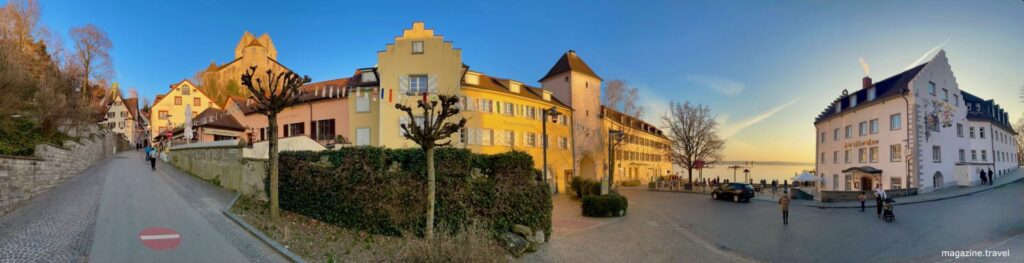 Kurzurlaub Bodensee und Liechtenstein im März, Reiseblog Panoramaaufnahme von Meersburg am Bodensee Deutschland